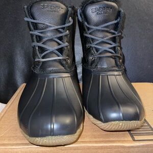 SPERRY Women’s 6.5 Saltwater Winter Lux Boots Black Wool Thinsulate 84618 NWOB